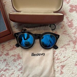 Illesteva Black Sunglasses with Blue Lenses
